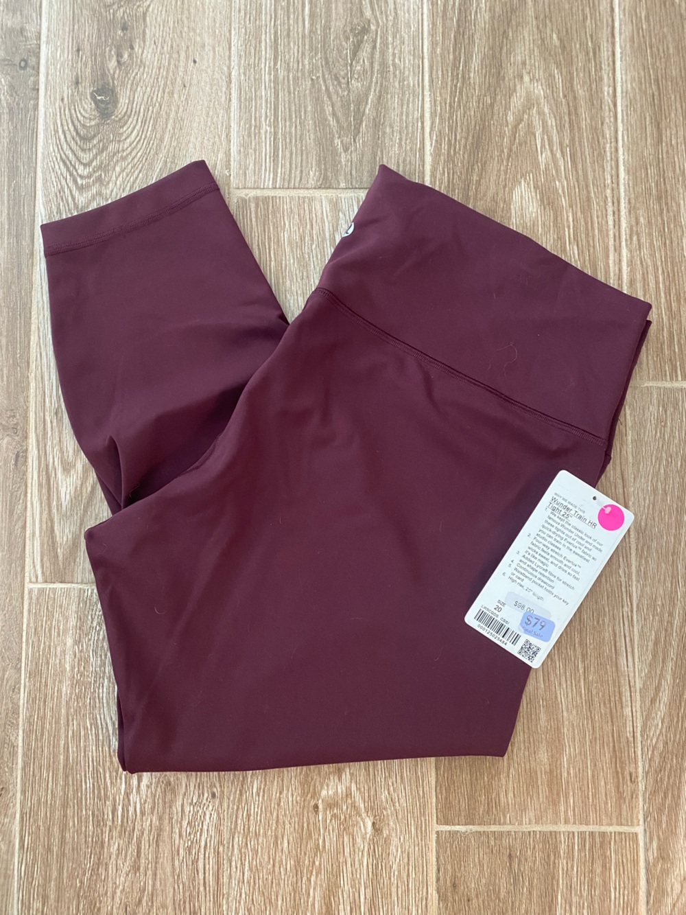 Lululemon Burgundy Wunder Train HR 25’’ Tight Leggings- NWT